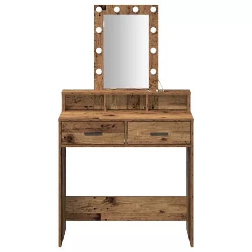  piperasztal LED világítással - Vintage fa stílus, 79x41x140 cm