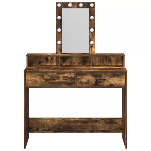  Fésülködőasztal LED világítással Füstölt tölgy 100x41x140 cm