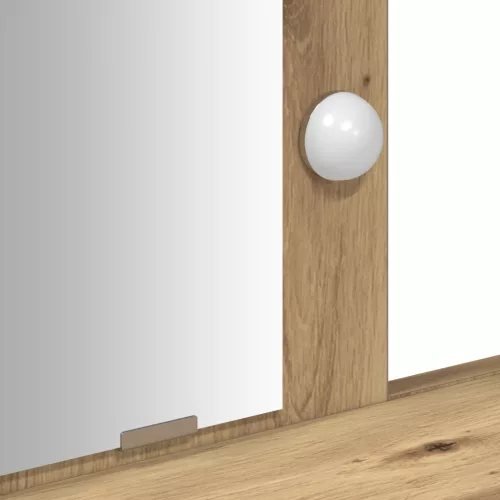  LED világítással ellátott sminkasztal, kézműves tölgy 100x41x140 cm