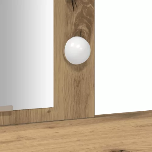  Öltözőasztal LED lámpákkal Kézműves Tölgy 102x33x135 cm