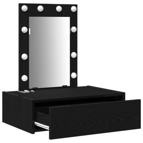  Falra Szerelhető Piperasztal LED Világítással - Fekete tölgy