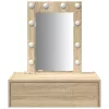  Fali akasztós sminkasztal LED lámpákkal, Sonoma tölgy