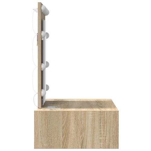  Fali akasztós sminkasztal LED lámpákkal, Sonoma tölgy