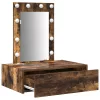  Fali Sminkasztal LED Fényekkel Füstölt Tölgyben