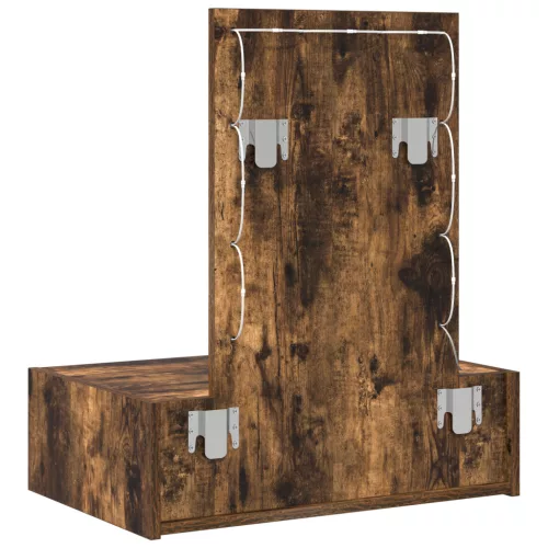  Fali Sminkasztal LED Fényekkel Füstölt Tölgyben