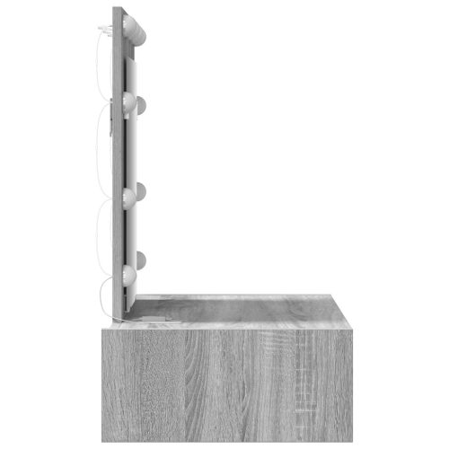  LED világítással rendelkező falra akasztható sminkasztal Szürke sonoma