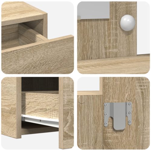  Fali sminkasztal LED világítással Sonoma tölgy