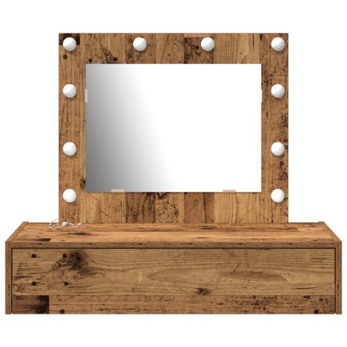  Falra akasztható öltöztető asztal LED világítással Régi fa