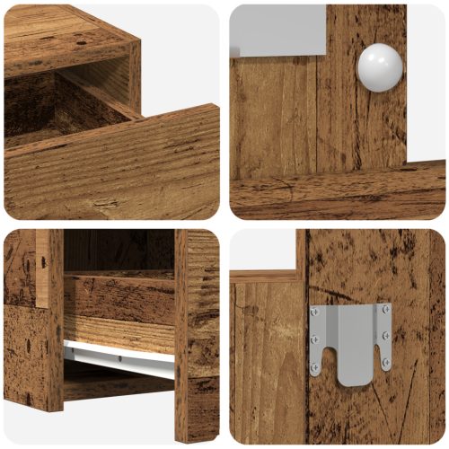  Falra akasztható öltöztető asztal LED világítással Régi fa