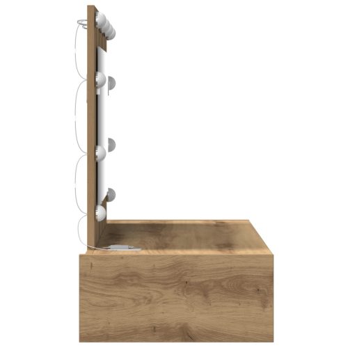  Falra Szerelhető Sminkasztal LED Lámpákkal Kézműves Tölgyfa