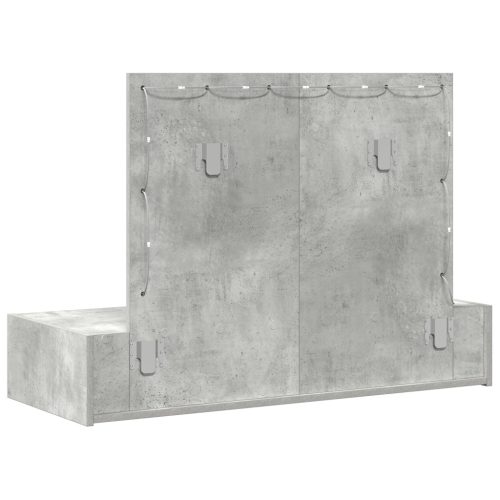  fali akasztós öltözőasztal LED lámpákkal beton szürkében