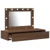  Falra Akasztható Öltöztető Asztal LED Fényekkel Barna Tölgy