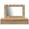  Fali öltöztetőasztal LED Fényekkel Kézműves Tölgy