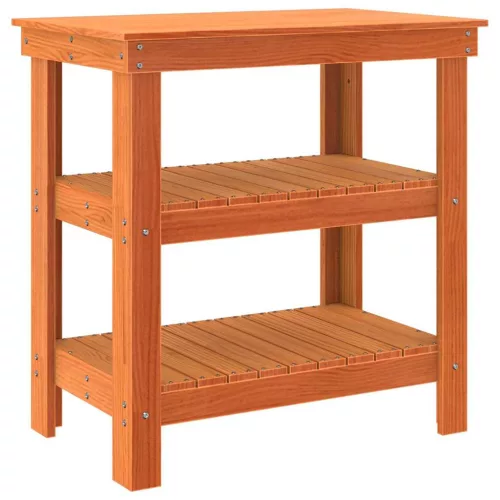  Munkapad polcokkal Viaszbarna 78.5 x 50 x 80 cm Tömör fenyőfa