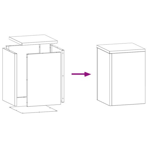  Kültéri Növénytartók Pillér 2 db 24x24x35 cm Galvanizált Acél