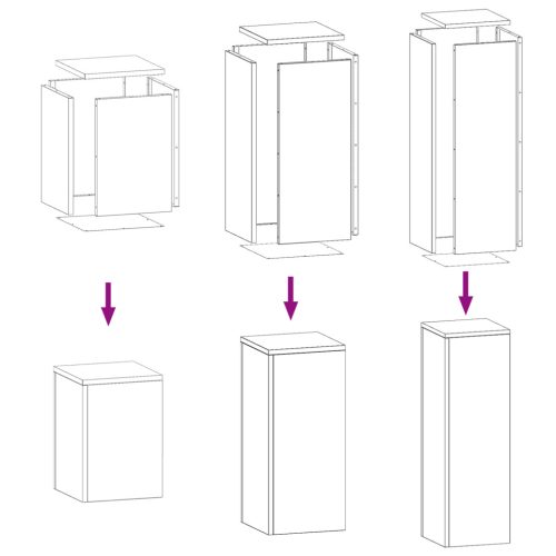  Kültéri Növényállványok - 3-Darabos Antracit Acél Készlet
