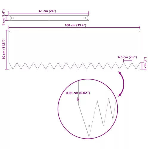  Gyepszegélyek 10 pcs Barna 100 x 0.5 x 30 cm Időjárásálló acél