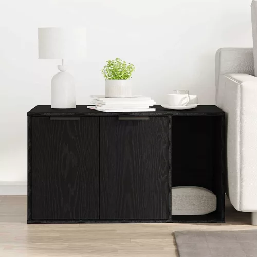  fekete tölgyfa macskaalom tároló 80 x 50 x 45 cm