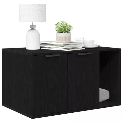  fekete tölgyfa macskaalom tároló 80 x 50 x 45 cm