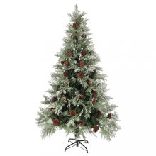 VID zöld és fehér karácsonyfa fenyőtobozokkal 195 cm