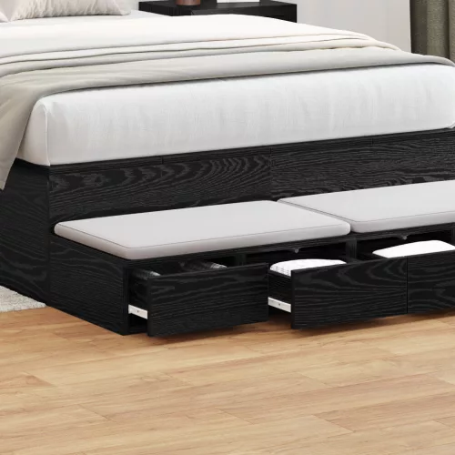  Ágyas fiókok Fekete 120x36.5x16.5 cm Mérnöki fa