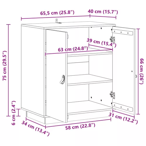  Széf Viaszbarna 65,5 x 40 x 75 cm Tömör fenyő