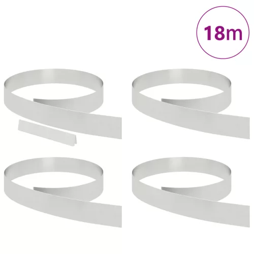  Kerti gyepszegély 4 pcs Ezüst 450 x 10 cm Rozsdamentes acél
