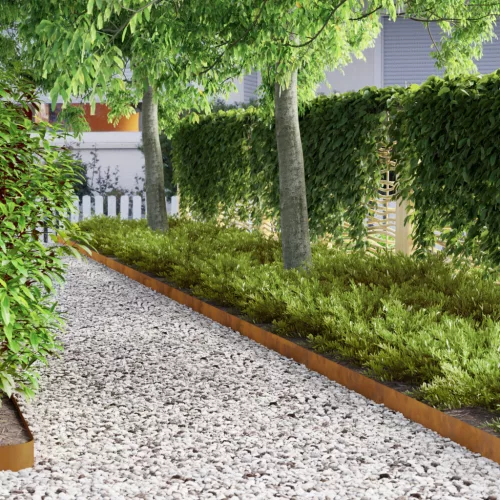  Kerti gyepszegély 4 pcs Rozsdás 450 x 10 cm időjárásálló acél