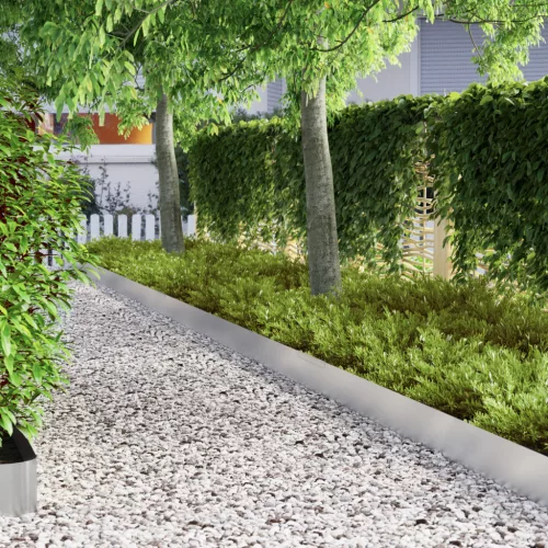  Kerti gyepszegély 4 pcs Ezüst 450 x 20 cm Rozsdamentes acél