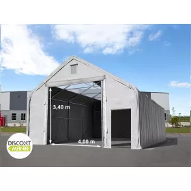   TP Everest 8x12m 3m oldalmagas raktársátor nehezen éghető PRIMEtex 2300 ponyvával, tetőablakkal, szürke