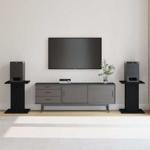  Hangfalállvány 2 db Fekete Tölgyből 30x30x40 cm Mérnöki Fából