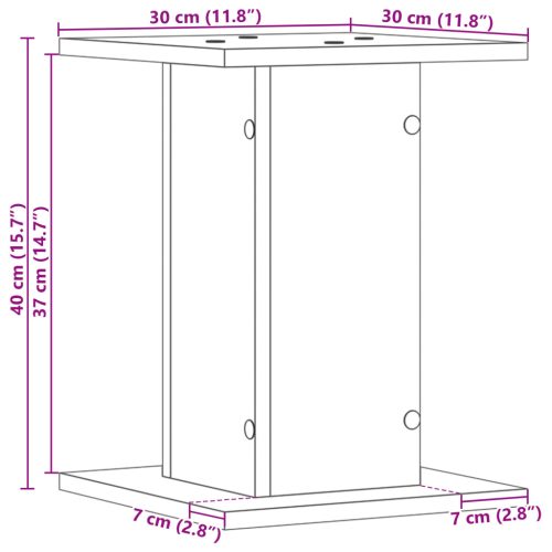  Hangfalállvány 2 db Fekete Tölgyből 30x30x40 cm Mérnöki Fából