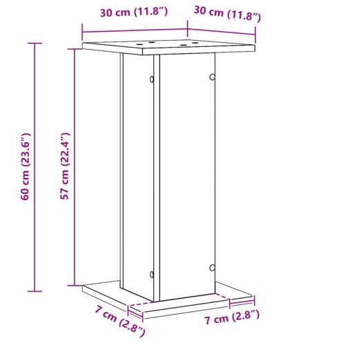  Hangszóró Állványok 2 db Fekete Tölgy 30x30x60 cm Mesterséges Fa