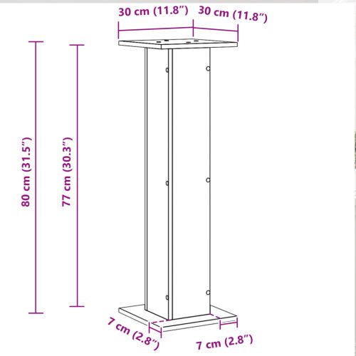  Hangszórótartók 2 db Fekete Tölgy 30x30x80 cm Szerelt Fa