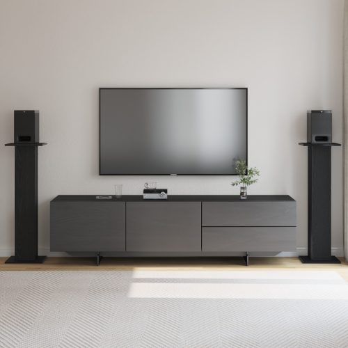  Hangszóró állványok 2 db Fekete tölgyből, 30x30x95 cm, Mérnöki fa