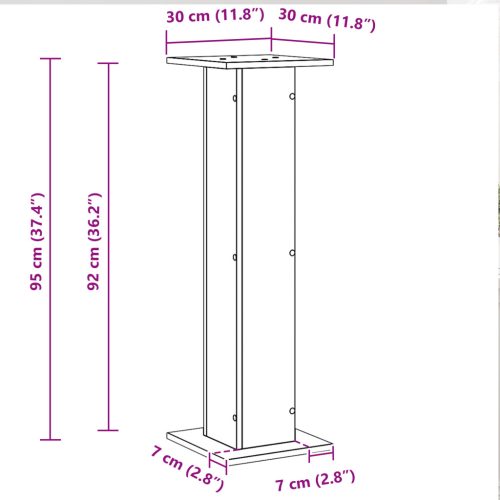  Hangszóró állványok 2 db Fekete tölgyből, 30x30x95 cm, Mérnöki fa