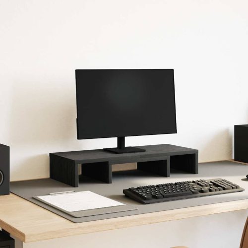  fekete tölgy szerelt fa állítható monitorállvány 60x24x10,5 cm