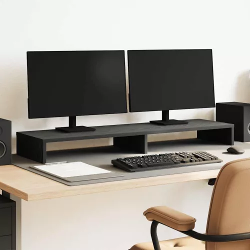  fekete tölgy színű szerelt fa monitorállvány 100 x 27 x 10 cm