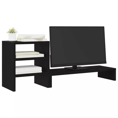  fekete tölgy szerelt fa monitorállvány asztali rendszerezővel