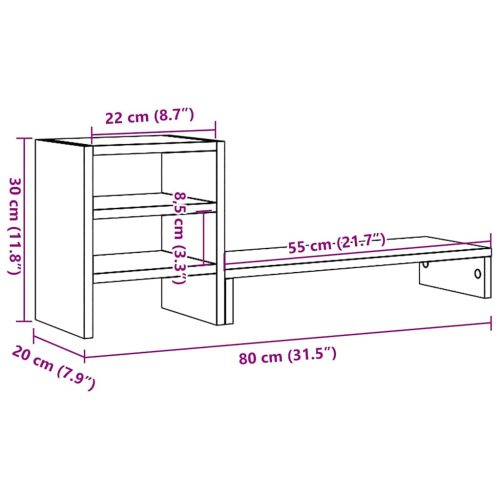  fekete tölgy szerelt fa monitorállvány asztali rendszerezővel