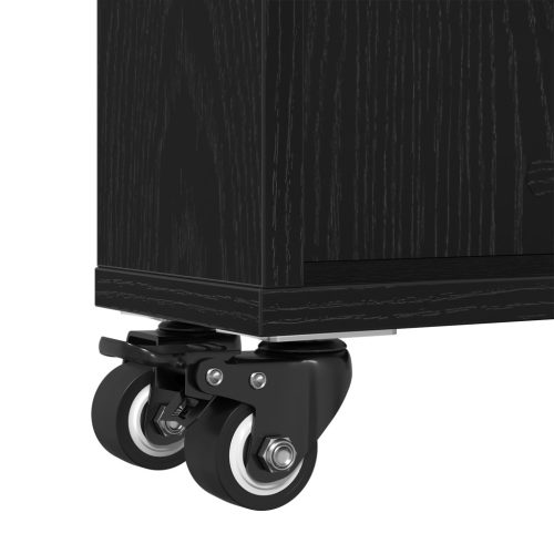  Keskeny Tároló Kerekes Trolley Fekete Tölgy 48x13x68 cm Műanyag