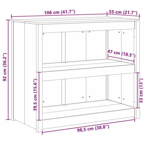  Kültéri Konyhai Szekrény 106x55x92 cm Tömör Fa Duglászfa