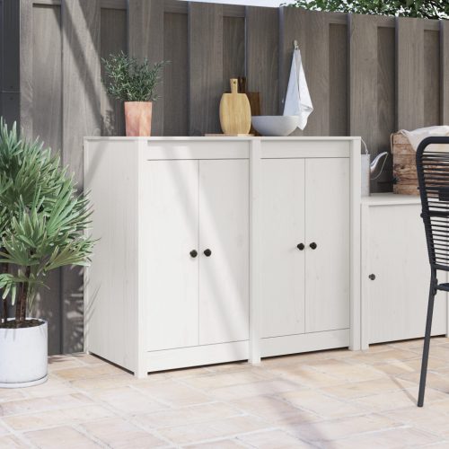  Kültéri Konyhai Ajtók 2 db Fehér 50x9x82 cm Tömör Fenyő