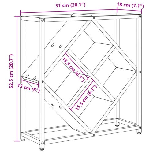  Borállvány Fekete Tölgy 51x18x52,5 cm Zárjegyezett Fa