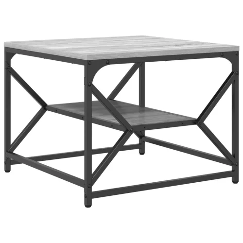  Dohányzóasztal polccal - Szürke sonoma - 51x50x40 cm - Összeszerelt fa