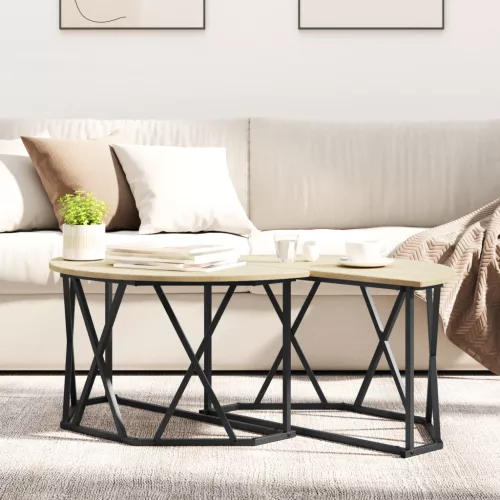  Kávézóasztal Sonoma tölgy 80x80x42 cm Műanyag