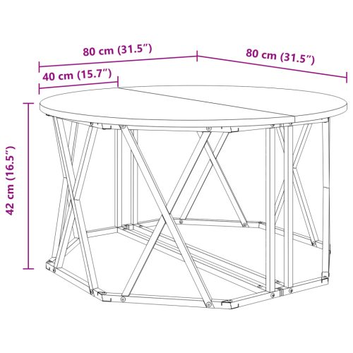  Kávézóasztal Régi Fa 80x80x42 cm Mérnökelt Fa
