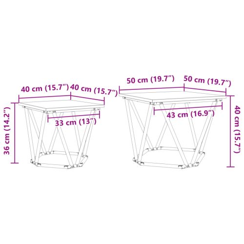  Oldalsó Asztalok 2 db Sonoma Tölgy Mérnöki Fa