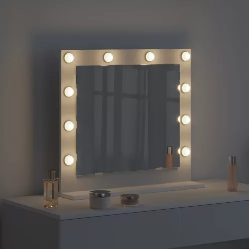  Toalett Tükör tükörrel Fehér 60 x 55 x 18 cm Üveg és mérnöki fa