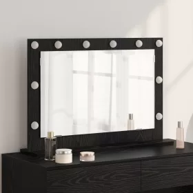    LED világítással ellátott sminktükör Fekete tölgy 80x55x18 cm